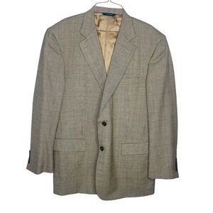 Saks Fifth Avenue Armani Collezioni Men Wool Linen Blazer Stripe Jacket 40R Tan
